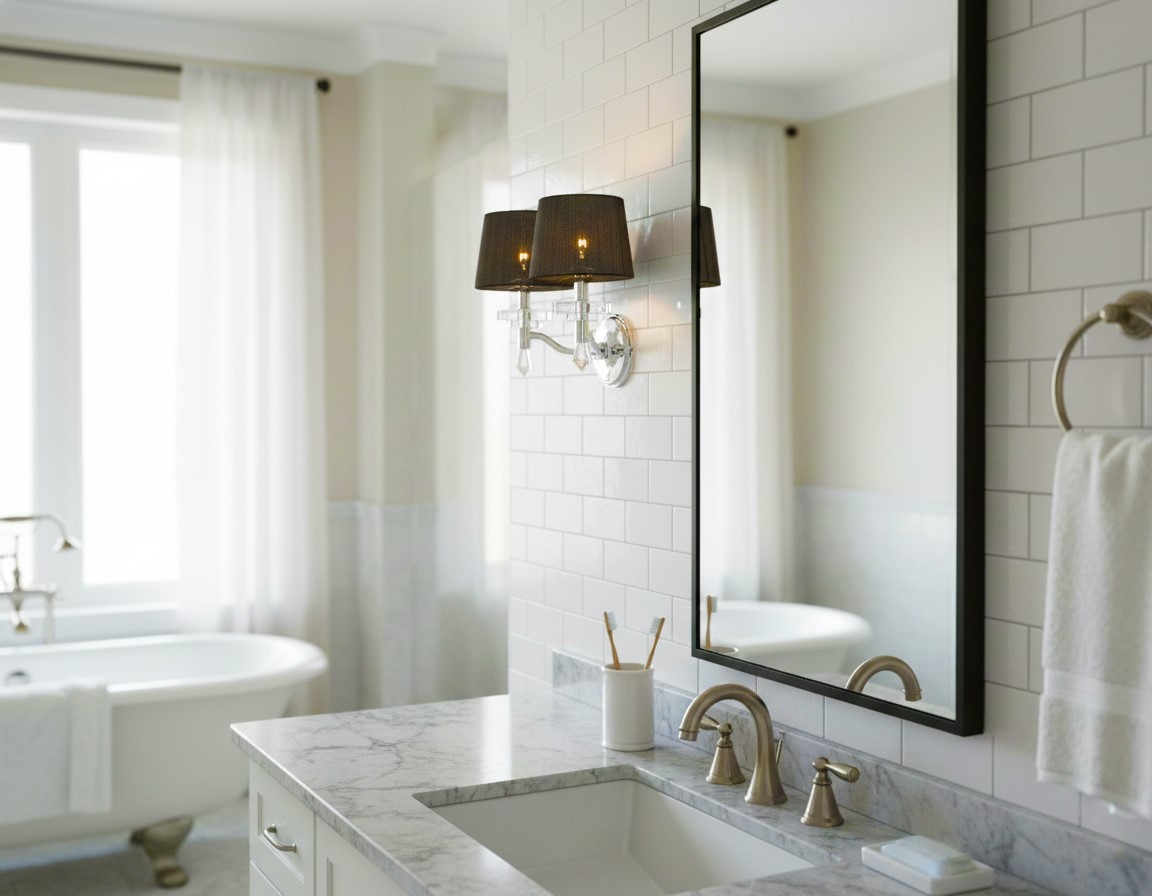 Modern Wall Lamp with Fabric Shade-2 Lights Modern Wall Lamp with Fabric Shade-2 Lights