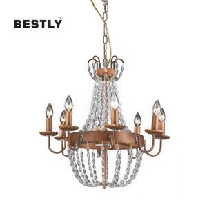 Eleganta-Grand Crystal Chandelier Lampor i antik mässingsfinish